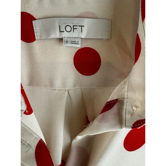 Ann Taylor LOFT Polka Dot Blouse, Nude & Orange, Sz: S, 55-43 - Picture 11 of 16